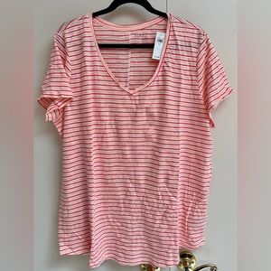 Gap SS V-neck Mini Stripe Tee XXL NWT